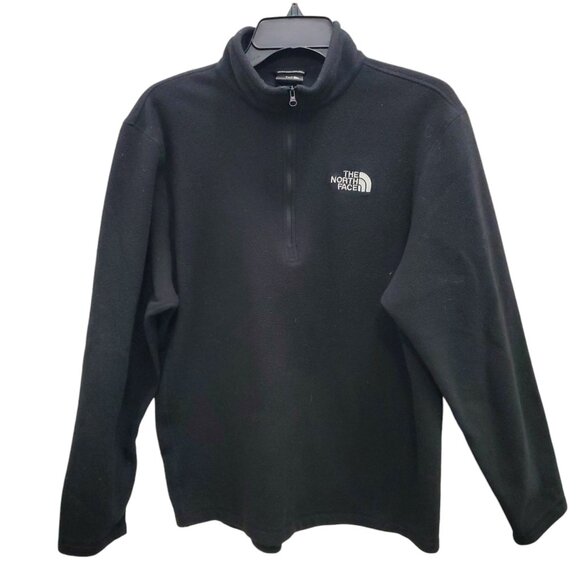 The North Face Men's Black White Embroidered 1/4 Zip Mock Neck Fleece Pullover L - Picture 1 of 8